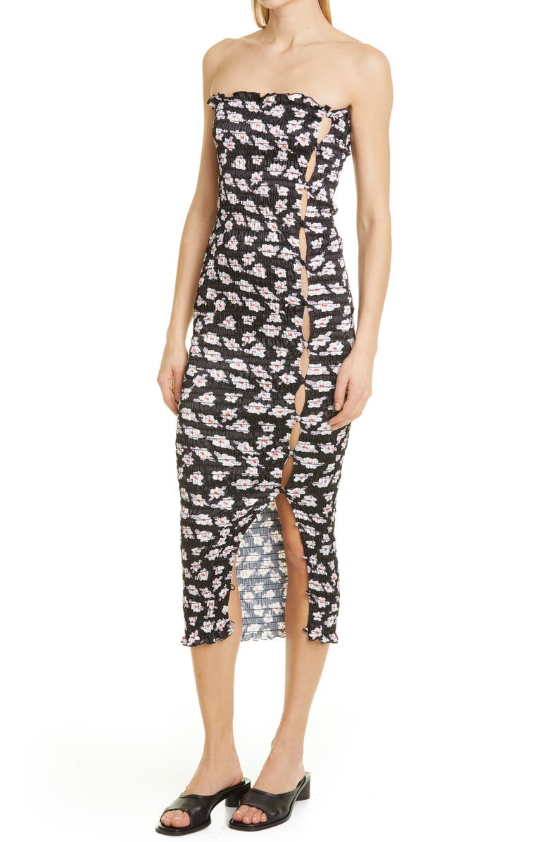 Amy Crookes Floral Print Shirred Tube Dress, Alternate, color, 