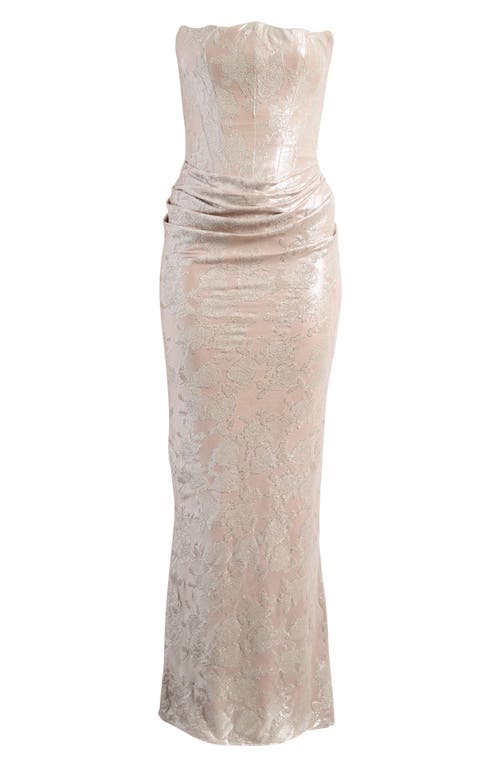 HOUSE OF CB HOUSE OF CB PERSEPHONE STRAPLESS SATIN CORSET COCKTAIL DRESS