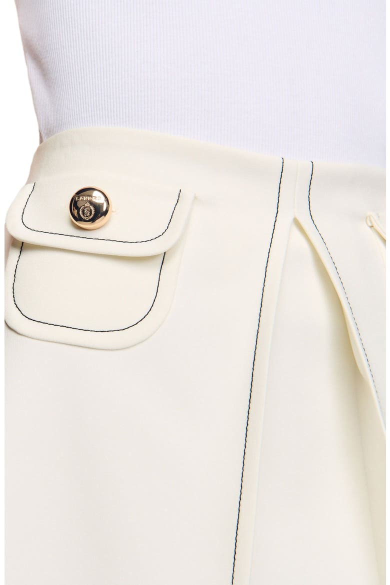 Short box-pleated skirt, Alternate, color, Ecru