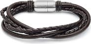 STEELTIME Men's Multi Strand Knotted Leather Bracelet