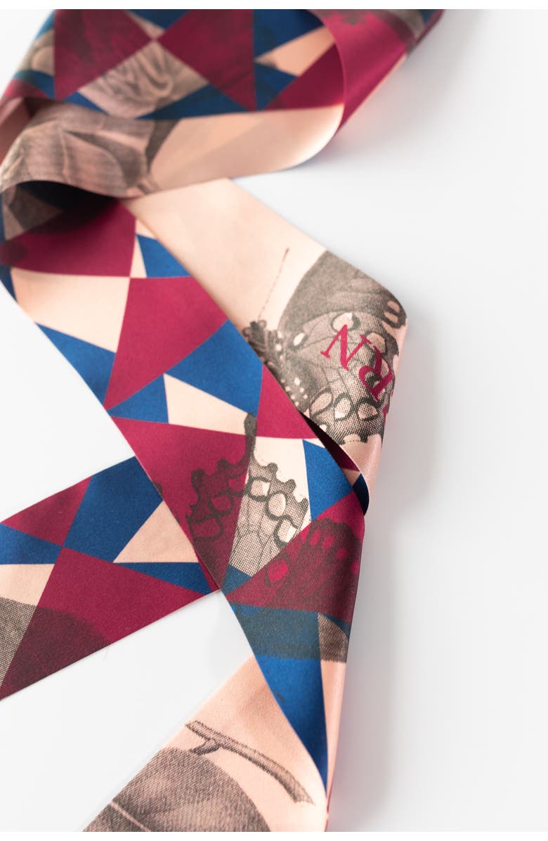 Lost Pattern PRISM SILK SKINNY SCARF, Alternate, color, Red