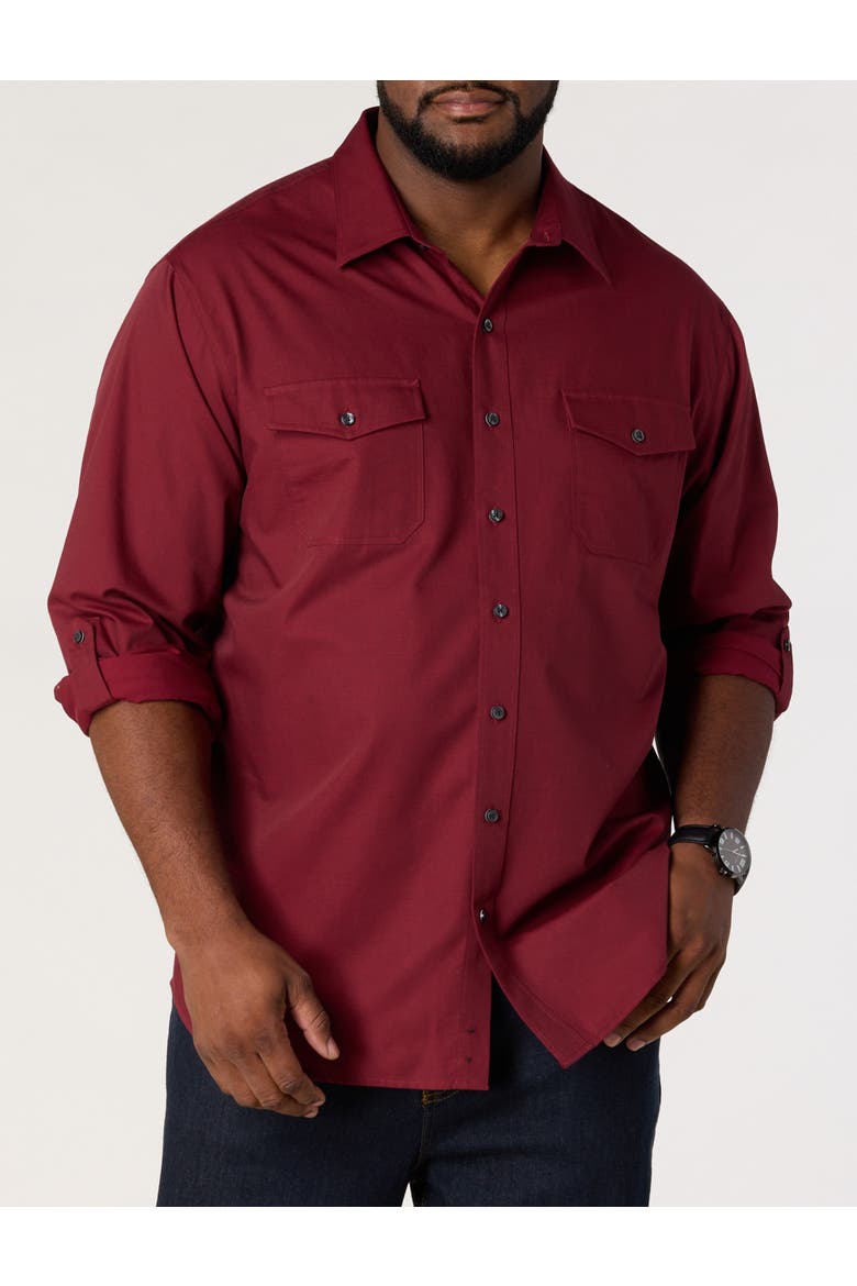 Big & Tall Slub Officer Sport Shirt, Main, color, WINDSOR WINE