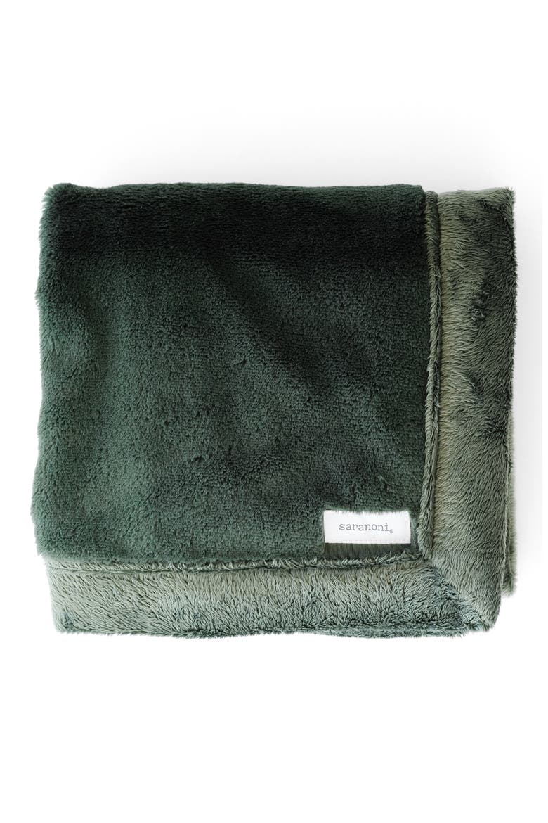 Faux Fur Recieving Blanket, Main, color, HUNTER