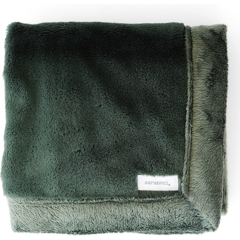 Saranoni Faux Fur Recieving Blanket In Green
