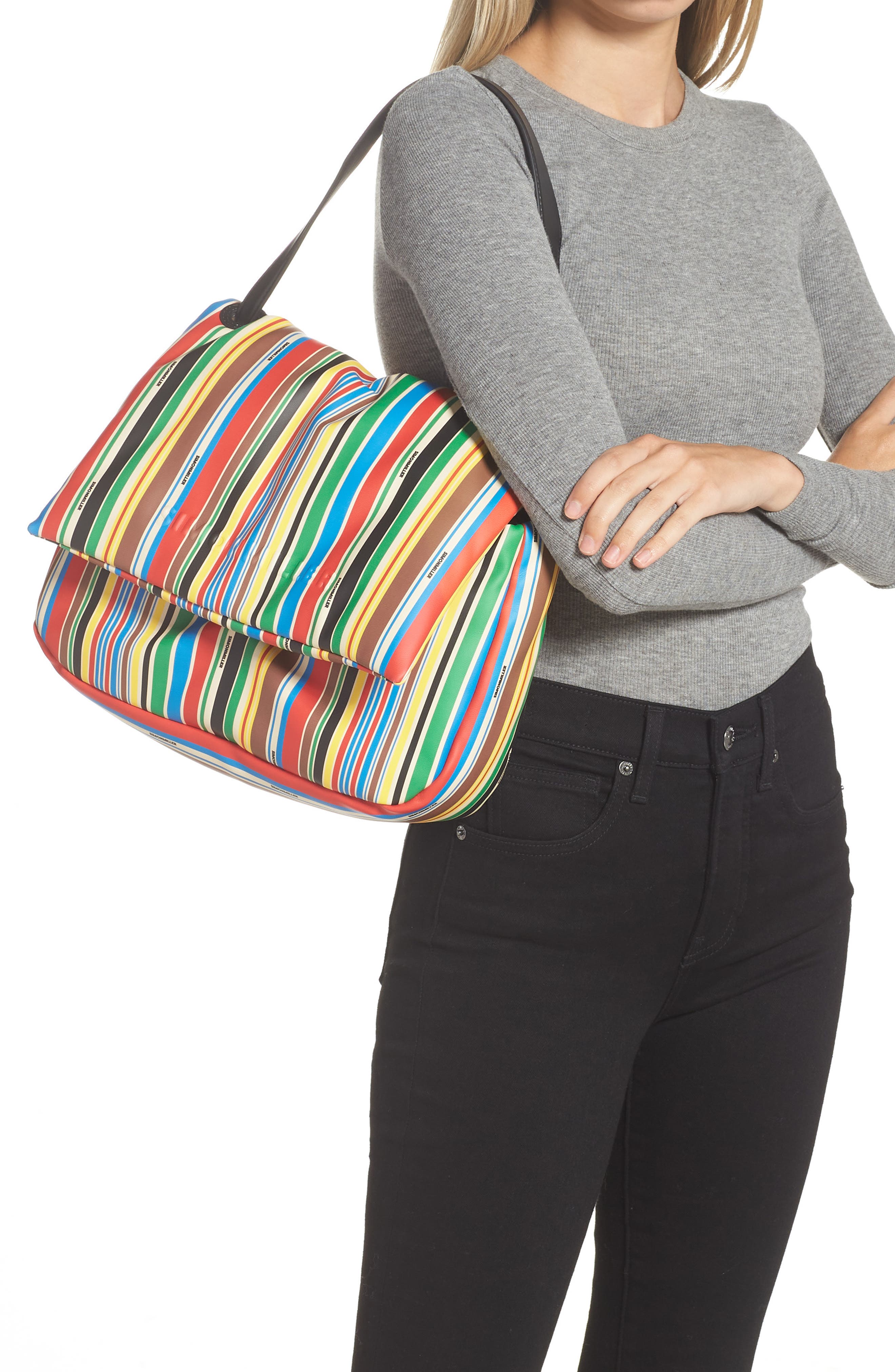 Simon Miller Turnover Stripe Small Shoulder Bag, Alternate, color, 