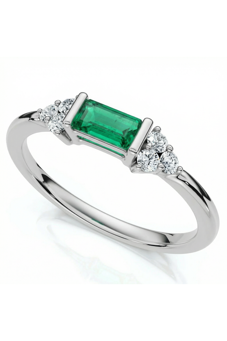 1/3Ct Thin Emerald Diamond Stackable Wedding Ring 14k Gold Lab Grown, Alternate, color, 14k White Gold