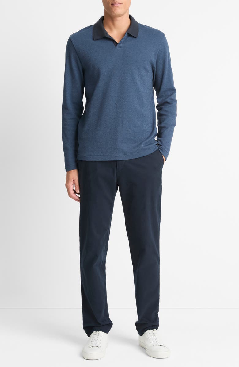 Vince Bi-Color Rib Johnny Collar Long Sleeve Polo, Alternate, color, 