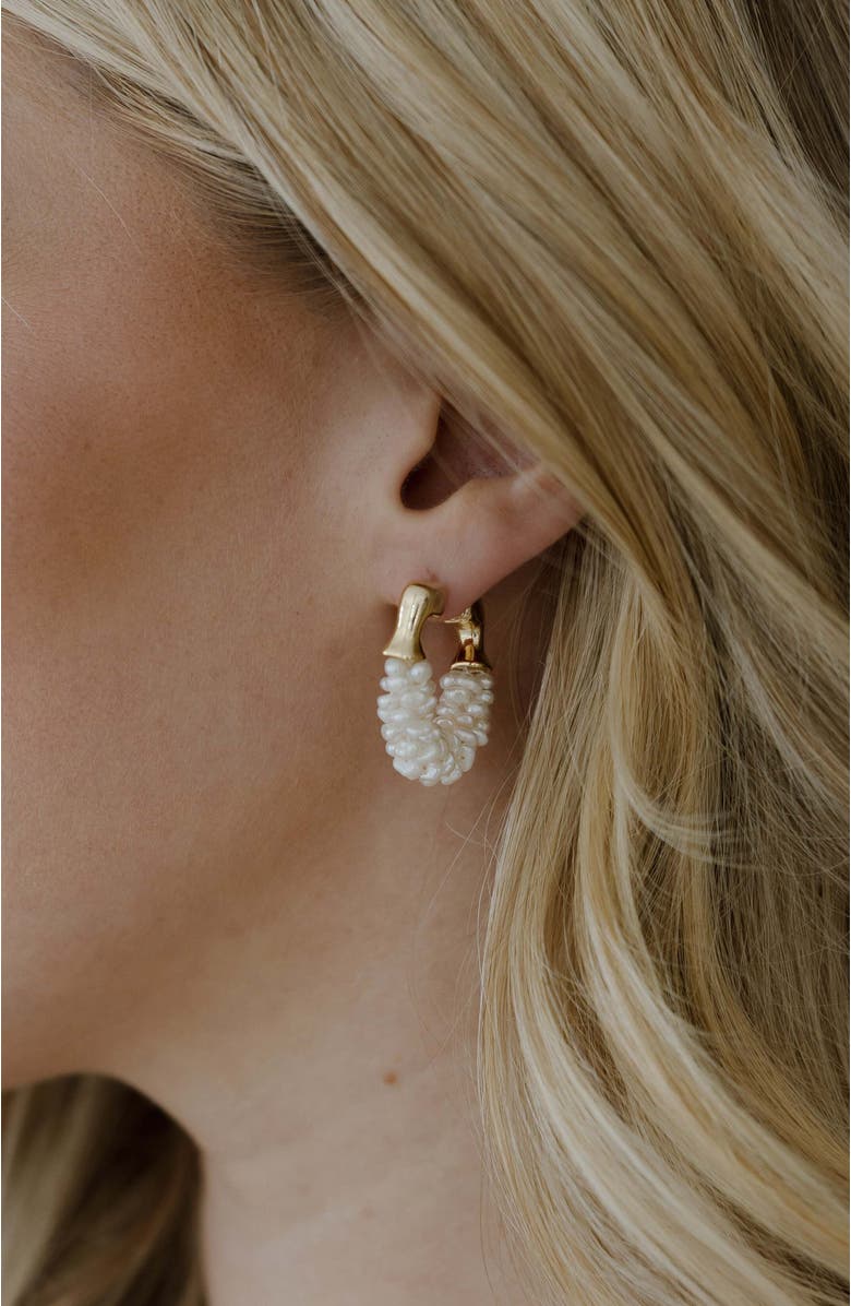 Untamed Petals Chateau Pearl Hoops, Alternate, color, 