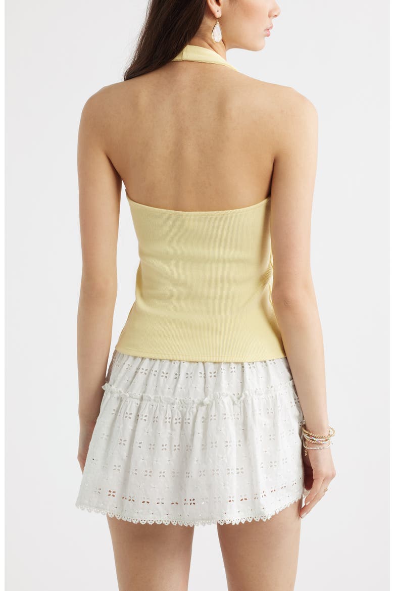 V-Neck Rib Halter Top, Alternate, color, YELLOW BEGONIA