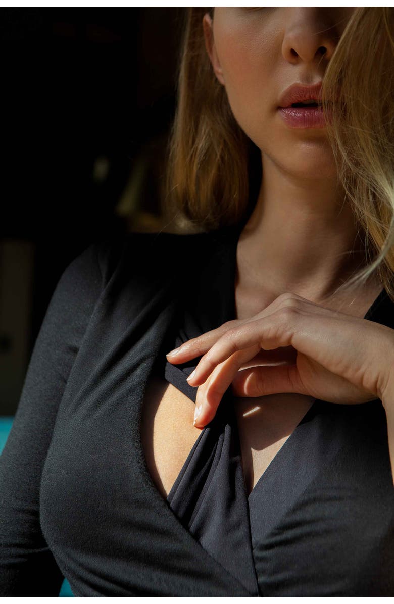 Cache Coeur Milk Maternity and nursing nightgown, Alternate, color, Black