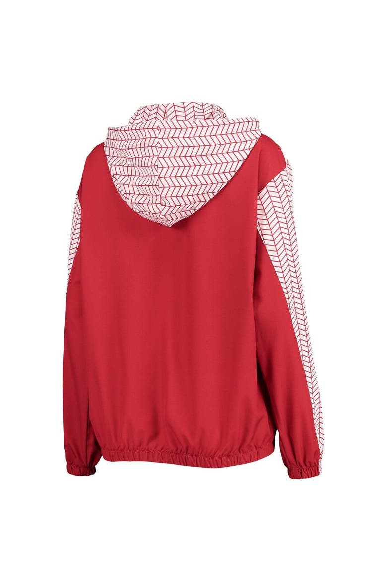 Women's ZooZatz Crimson Oklahoma Sooners Chevron Swishy Quarter-Zip Hoodie Jacket, Alternate, color, Crimson