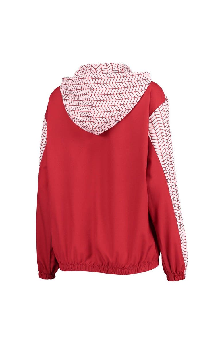 ZOOZATZ Women's ZooZatz Crimson Oklahoma Sooners Chevron Swishy Quarter-Zip Hoodie Jacket, Alternate, color, Crimson