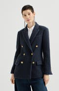 Brunello Cucinelli Cashmere cable knit blazer with monili