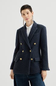 Brunello Cucinelli Cashmere cable knit blazer with monili