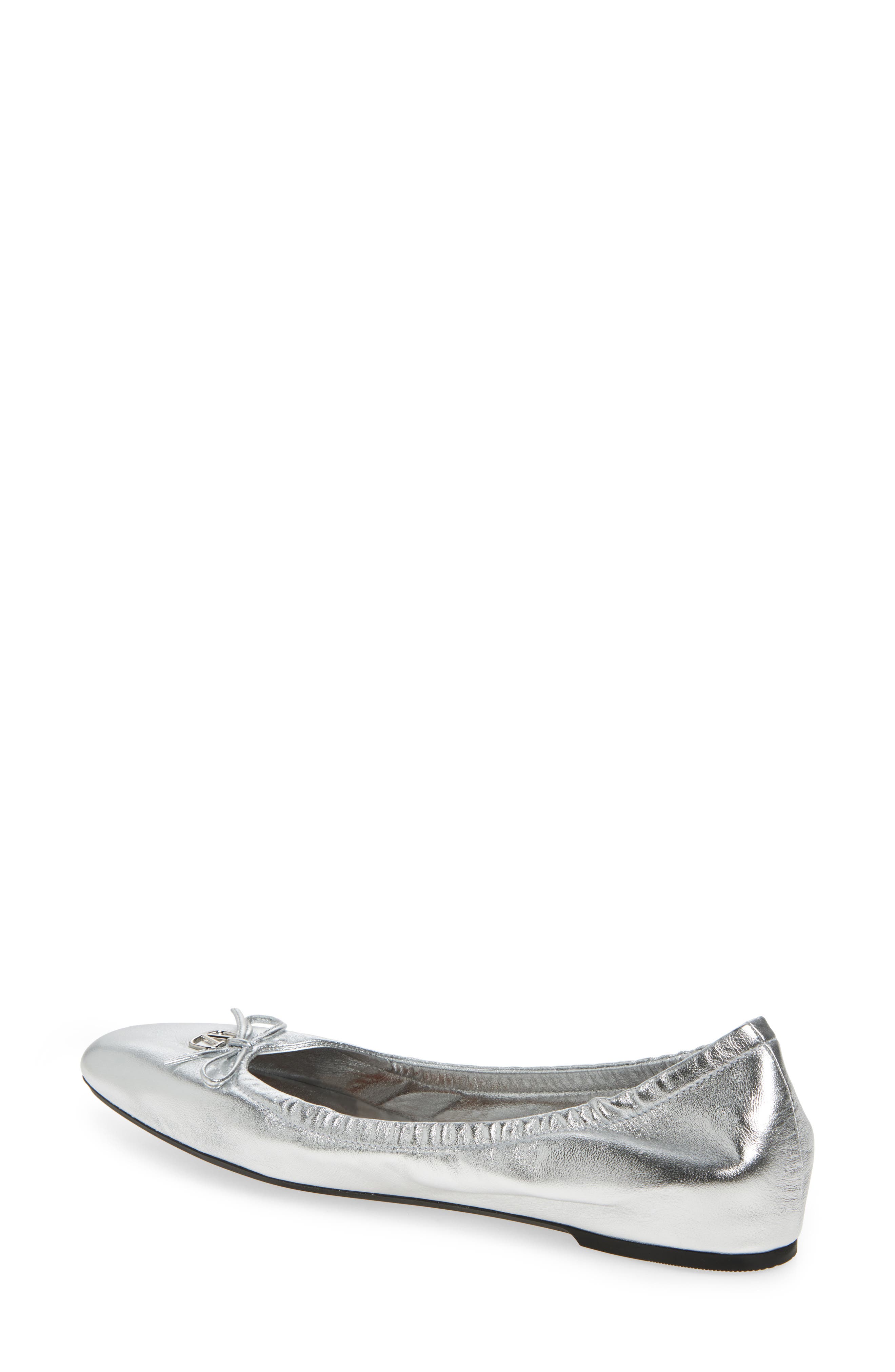 Valentino Garavani VLOGO Signature Metallic Leather Ballet Flat, Alternate, color, 