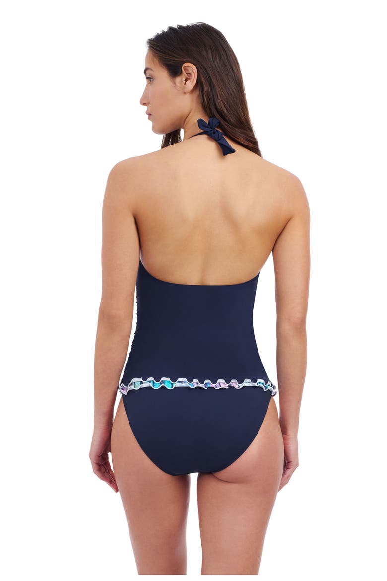 Harmony Halter Tankini Solid Tricolore Swim Top, Alternate, color, Navy