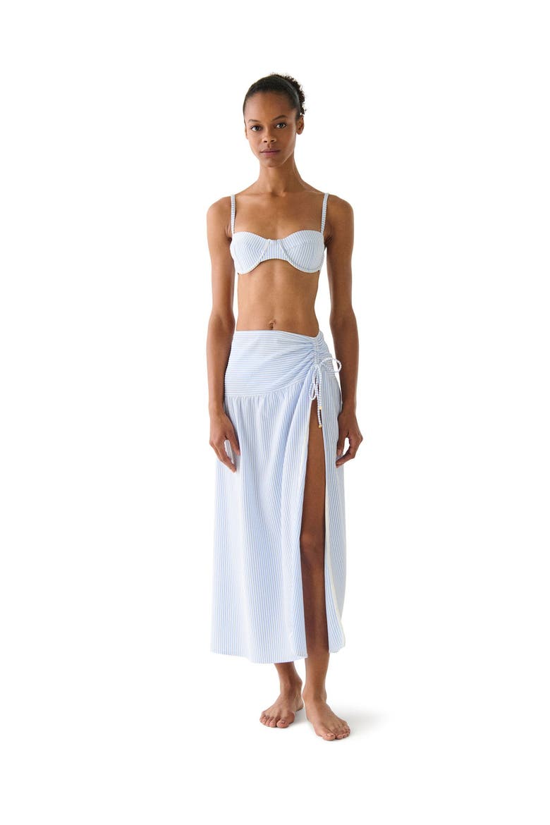 Tidal Stripe Cover Up Skirt Swim, Main, color, Diamond Blue