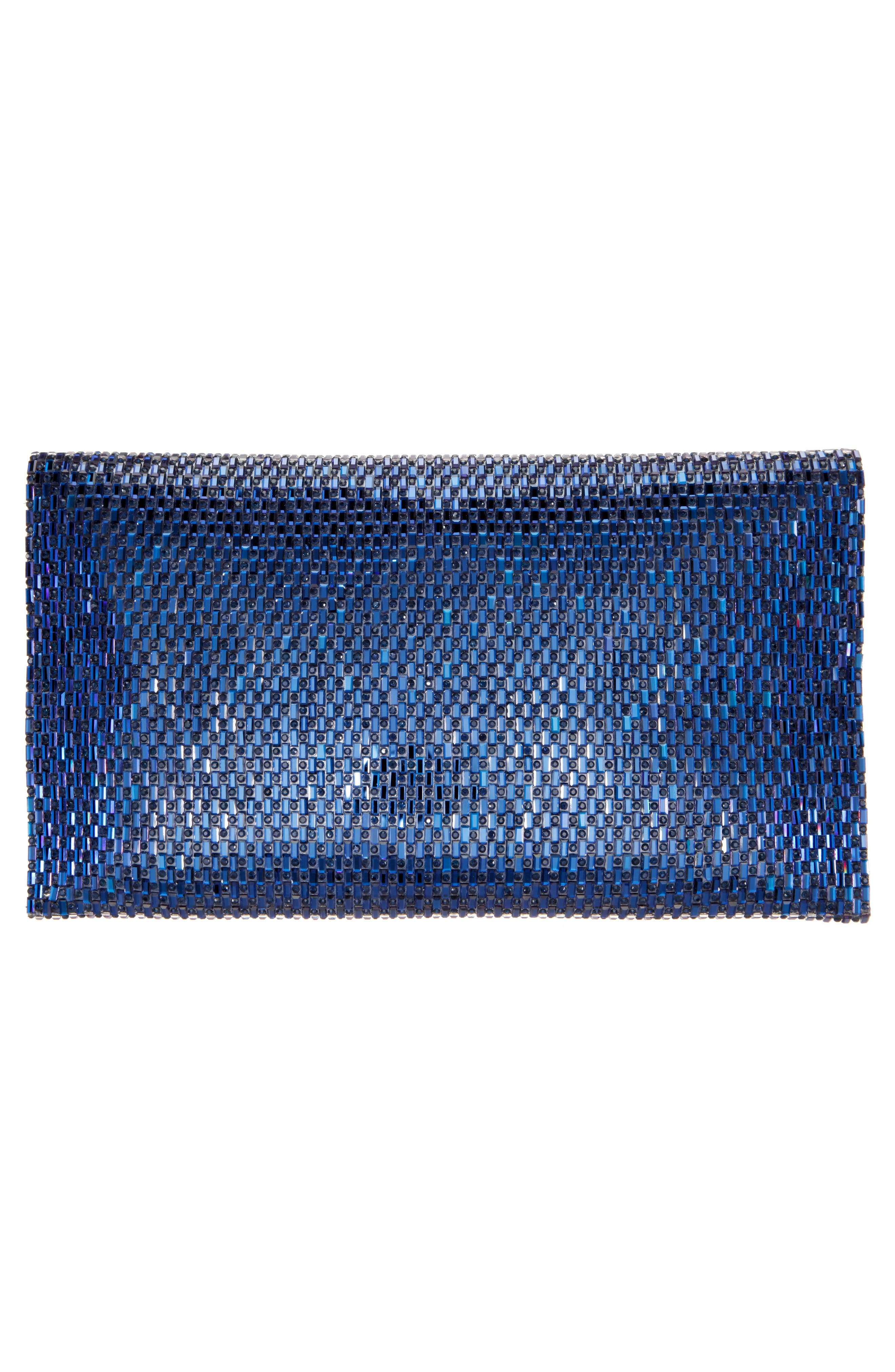 Nina Crystal Beaded Clutch, Alternate, color, Navy