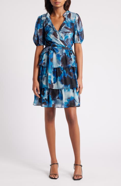 Abstract Print Tiered Dress