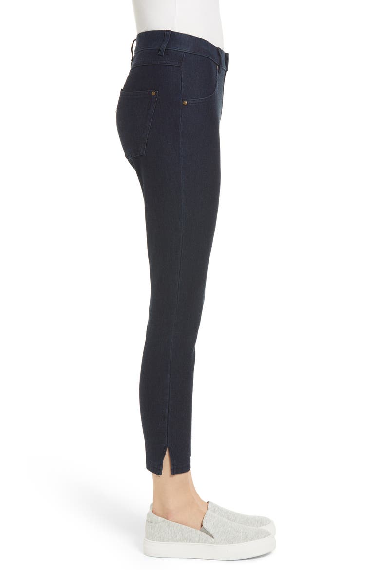 Split Hem Denim Leggings, Alternate, color, DEEP INDIGO WASH