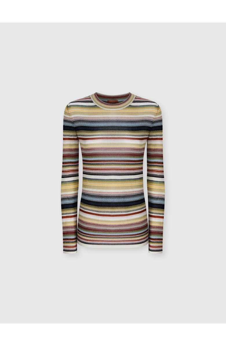 Missoni Striped Crew Neck Sweater, Main, color, Yellow & Brown