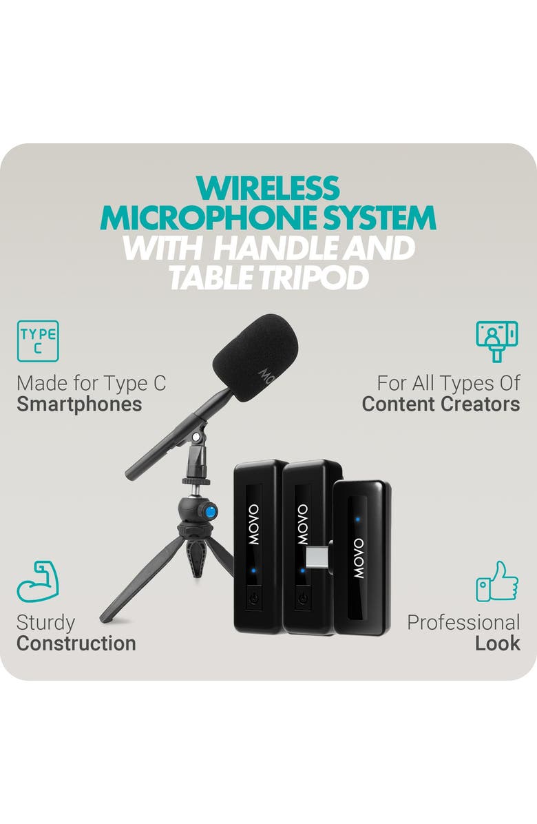 MOVO Wireless Mini UC-Duo USB-C Wireless Microphone for iPhone 15/16/Android, Alternate, color, Black