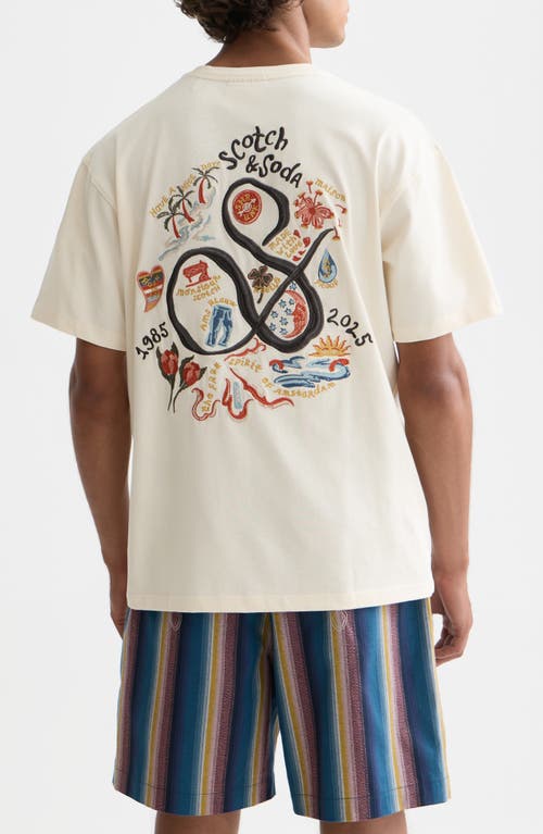 Scotch & Soda 40th Anniversary Short Sleeve Embroidered Tee In White