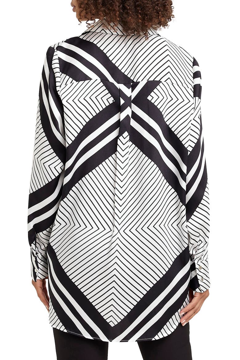Boyfriend Satin Button-Up Shirt, Alternate, color, BLACK