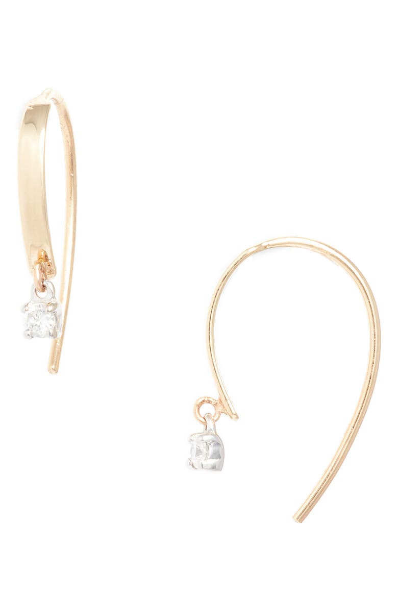 LANA Mini Diamond Drop Hoop Earrings, Main, color,