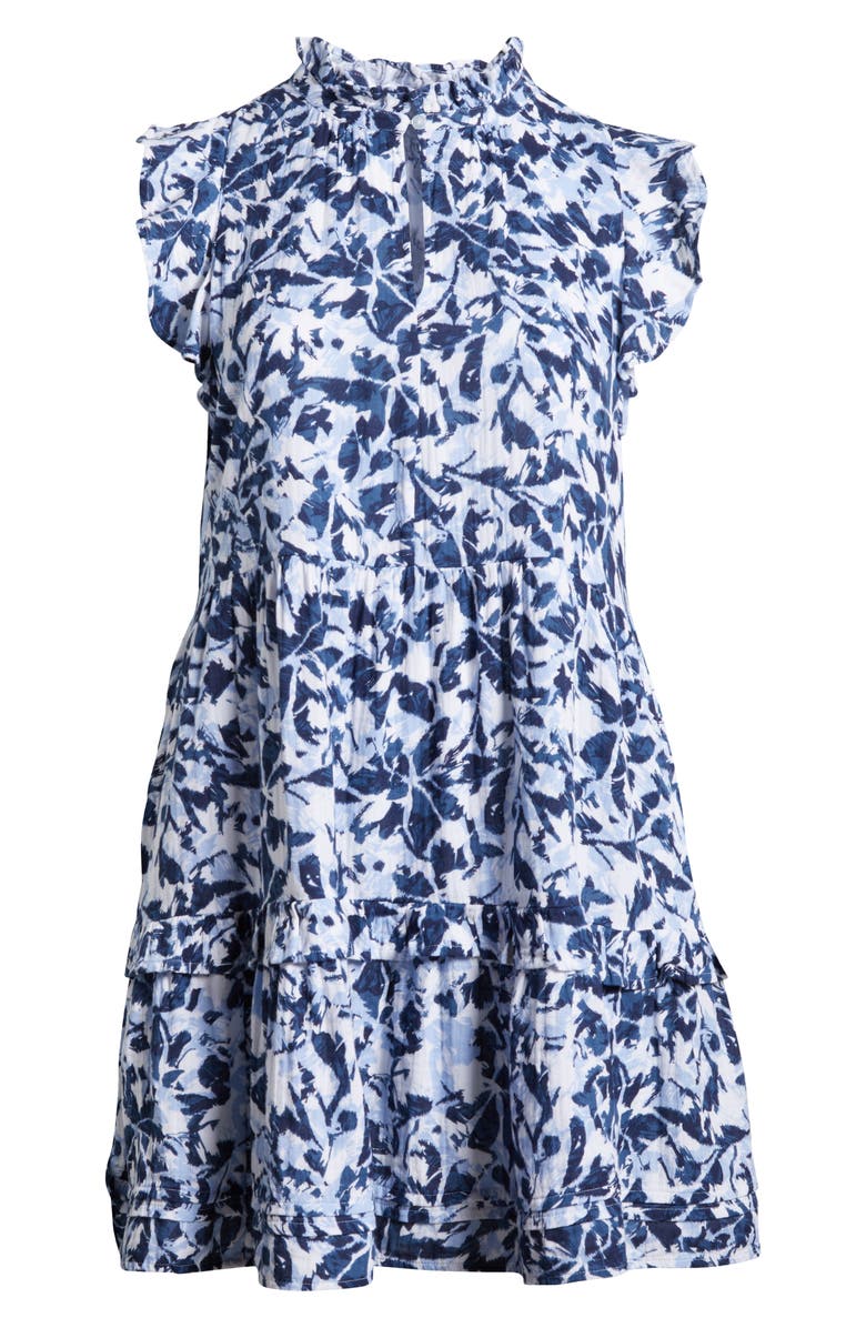 Caslon<sup>®</sup> Floral Ruffle Gauze Dress, Alternate, color, Navy S- White Brushed Blooms