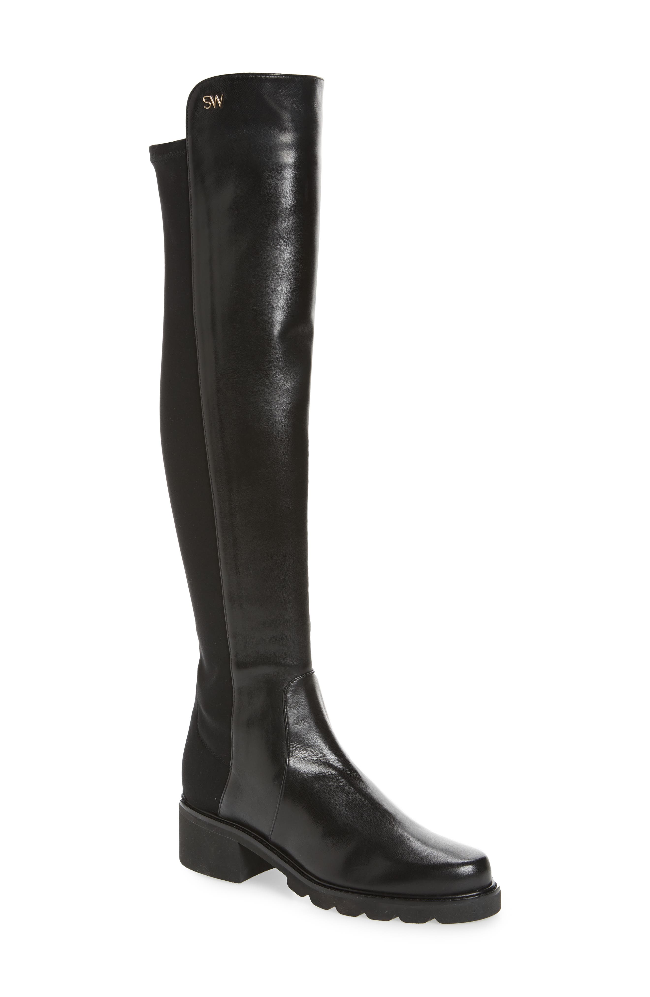 Alina Over the Knee Boot, Main, color, BLACK/ BLACK DRESS NAPPA