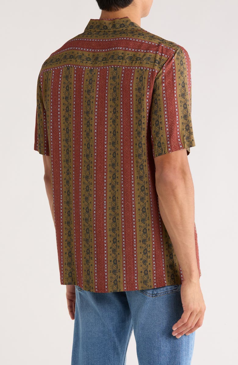 INDUSTRY REPUBLIC CLOTHING Geometric Print Camp Shirt, Alternate, color, Maroon Taupe Combo