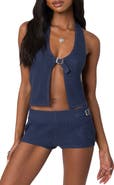 EDIKTED Belted Halter Sweater Tank