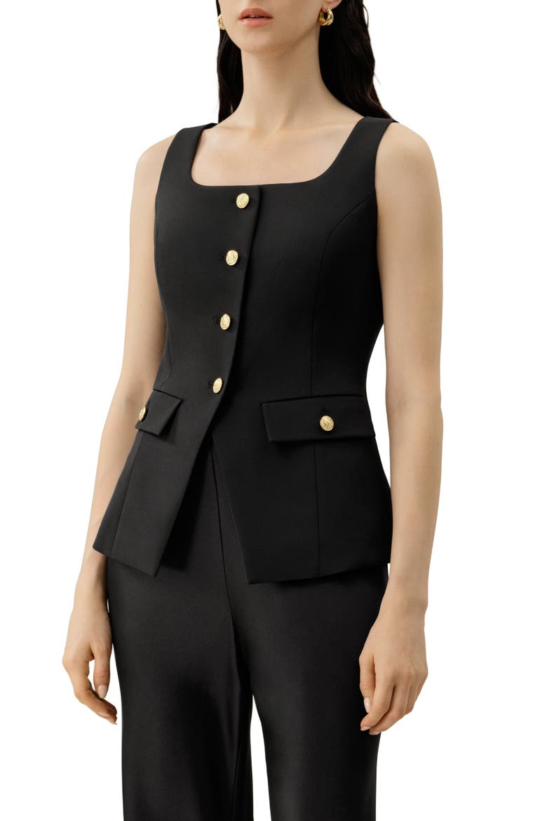 Women's Cintré U-Neck Sleeveless Vest, Main, color, Black