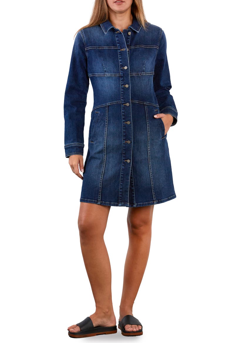 Wisp Long Sleeve Stretch Denim Dress, Main, color, SOFT BLUE