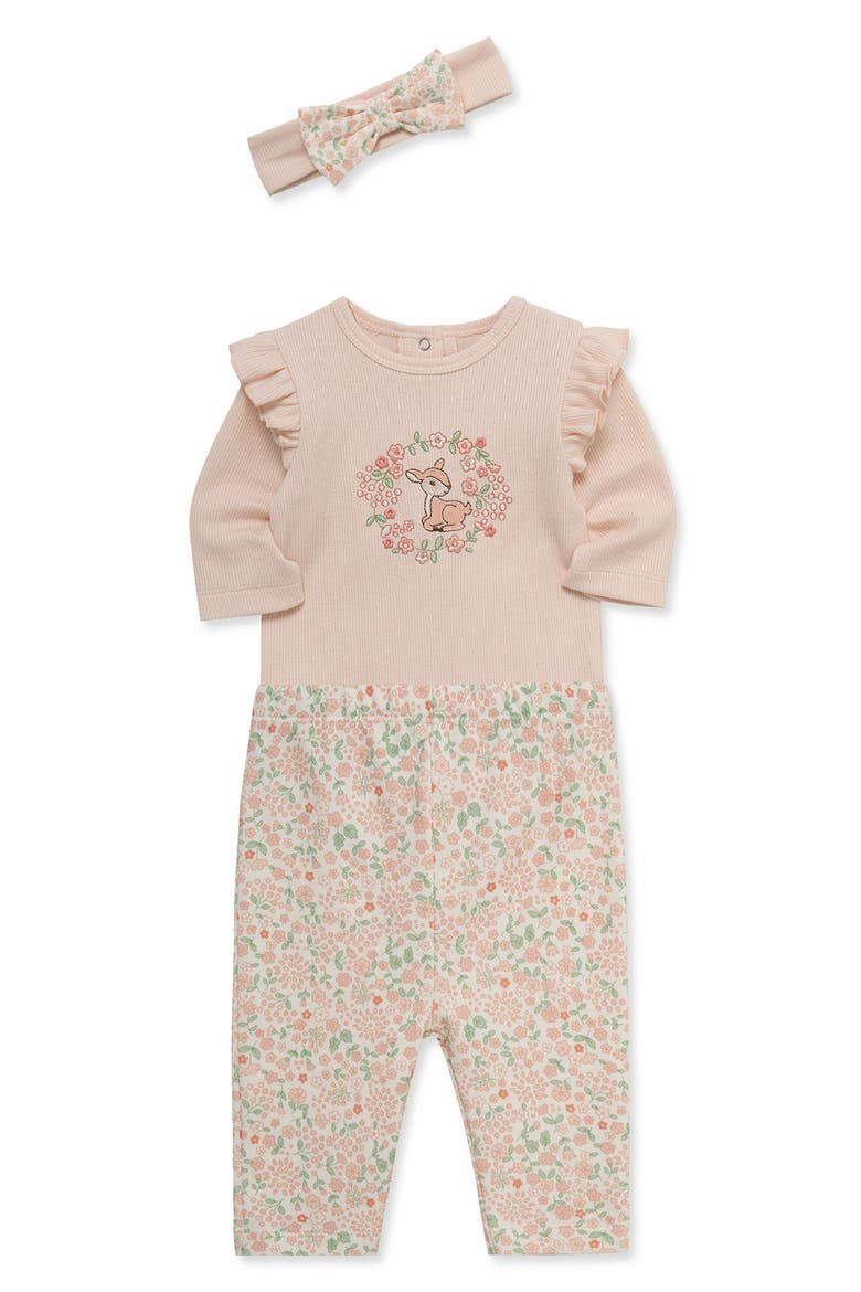 Kids' Deer 3-Piece Bodysuit, Pants & Headband Set, Alternate, color, PINK