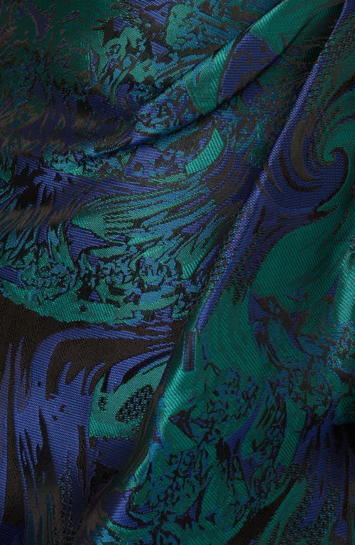 Adrianna Papell One-shoulder Jacquard Gown In Green
