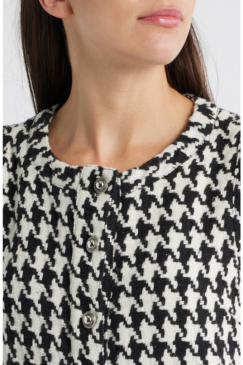 Houndstooth Check Shift Minidress, Alternate, color, BLACK/ WHITE