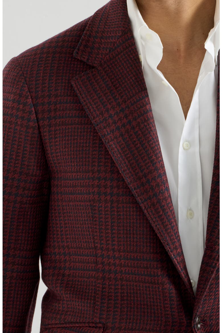 Cashmere Prince of Wales deconstructed Cavallo blazer, Alternate, color, Burgundy