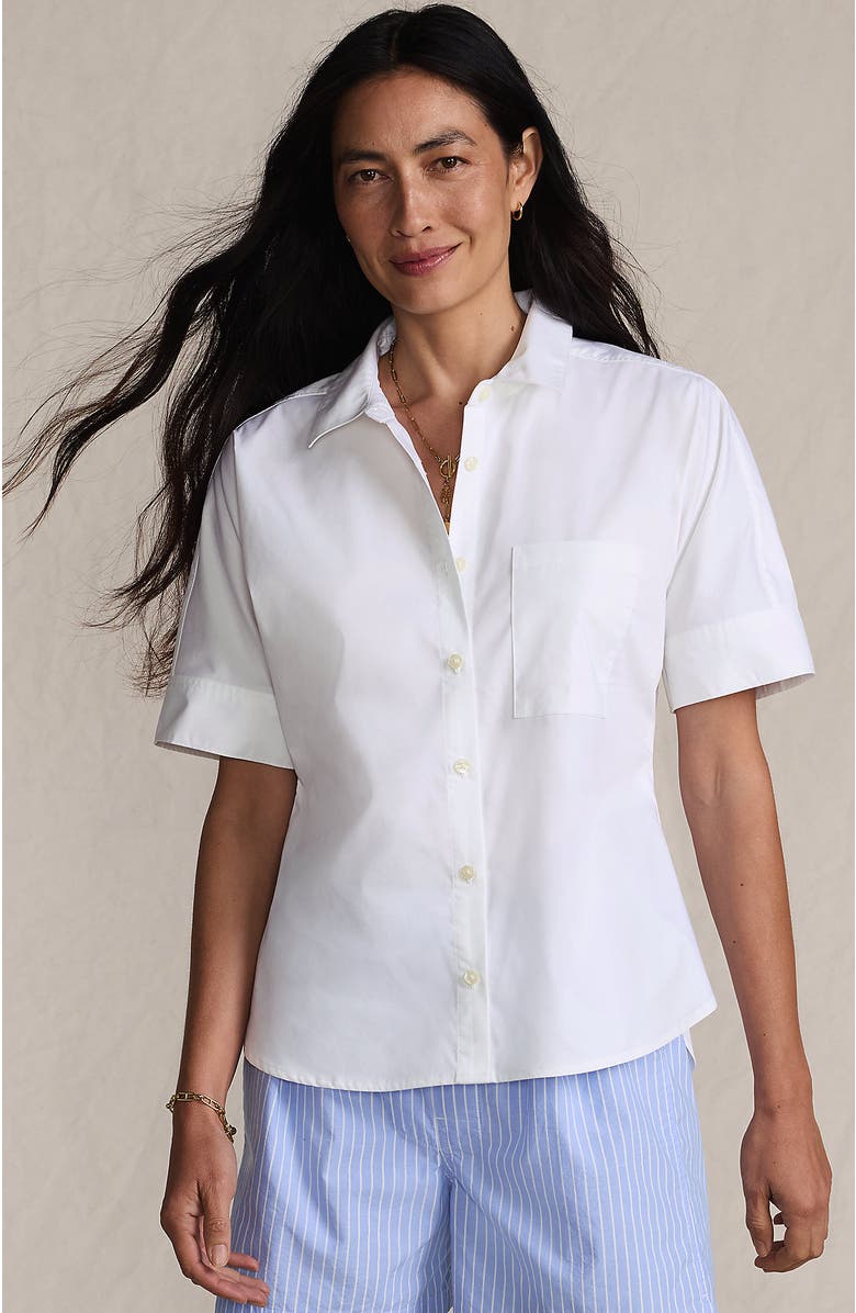 Lands' End Cooling Elbow Sleeve Button Front Shirt, Main, color, 