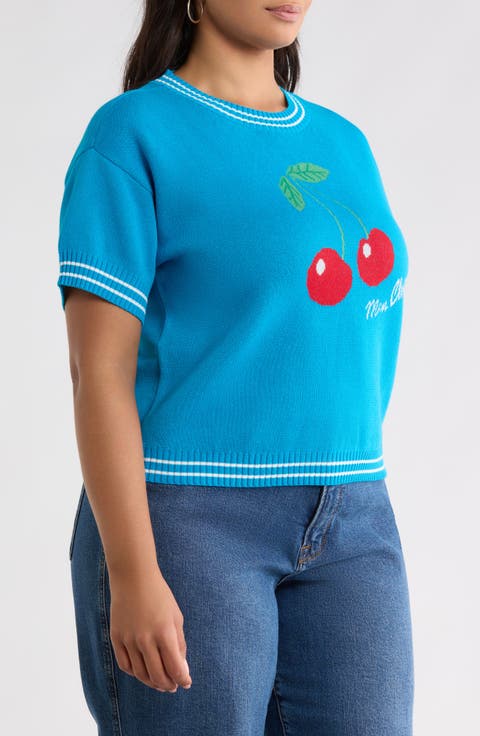 Brissy Cherry Drop Shoulder Sweater