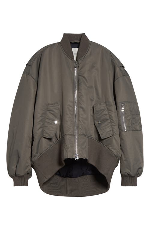 Jw Anderson Curved Hem Oversize Bomber Jacket In Gray