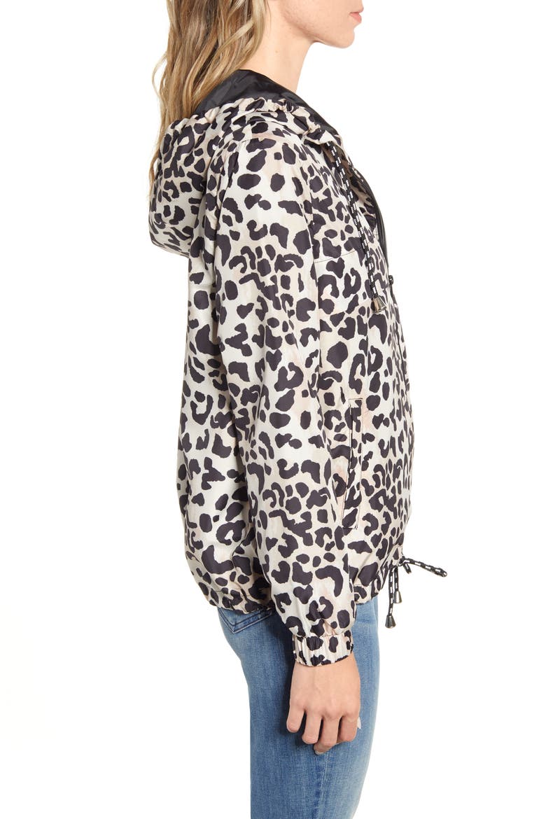 Leopard Print Windbreaker, Alternate, color, TAUPE/ BLACK