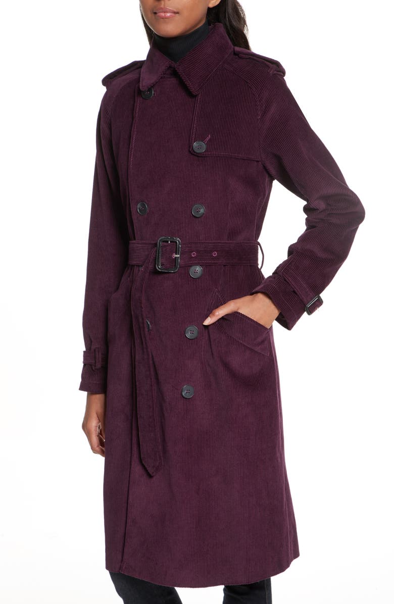 Rebecca Minkoff Ferry Double Breasted Corduroy Trench Coat, Alternate, color, 