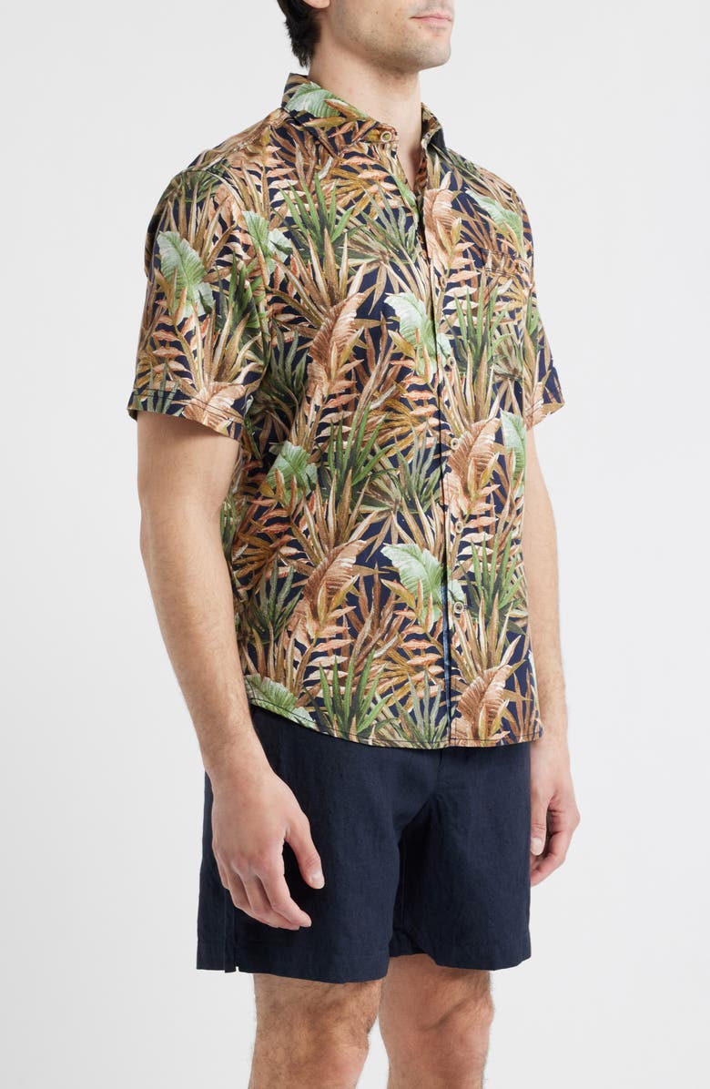 Tommy Bahama Tortola Jungle Trek Short Sleeve Button-Up Shirt, Alternate, color, Olive Tree