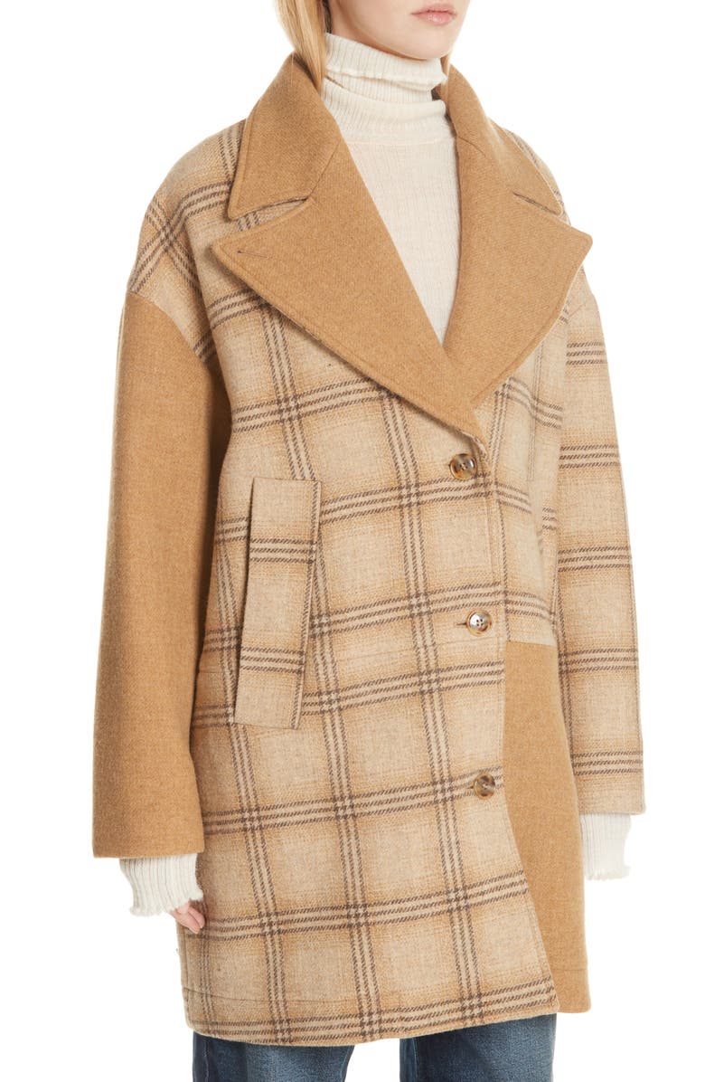 MM6 Maison Margiela Patched Wool Coat, Alternate, color, 