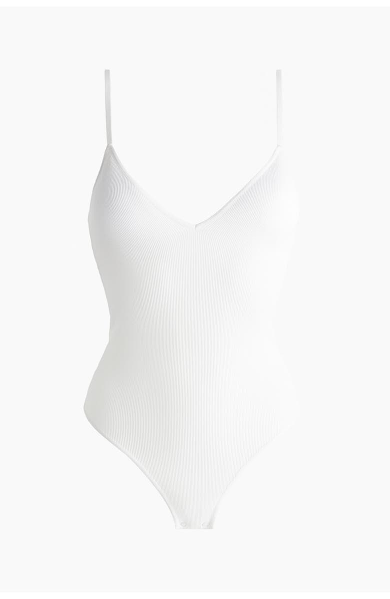 H&M Seamless padded-cup thong bodysuit, Alternate, color, White