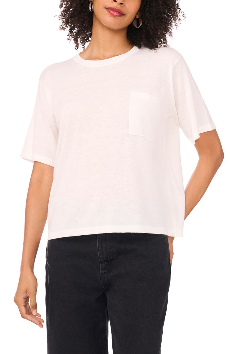 Vince Camuto Pocket T-Shirt, Main, color, Ivory Creme
