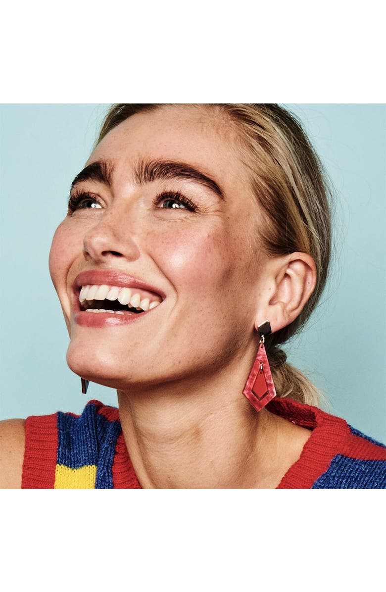 Toolally Art Deco Diamond Earrings - Pink Swirl & Royal Red, Alternate, color, Pink Swirl & Royal Red