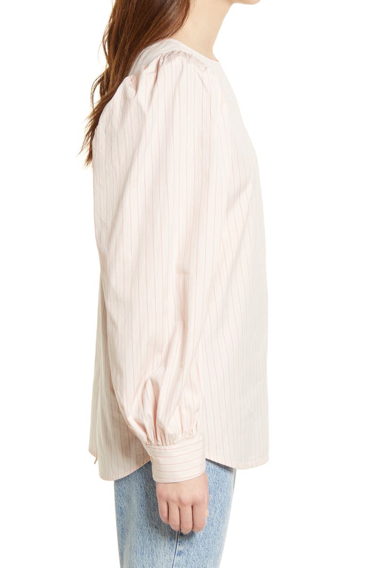 Stripe Bateau Neck Cotton Poplin Top, Alternate, color, PINK MARTA STRIPE